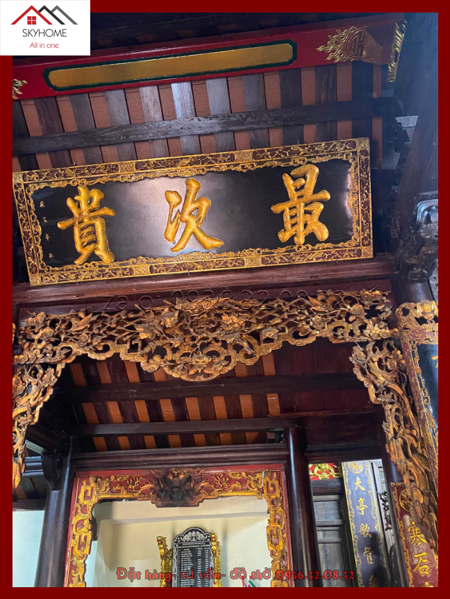 Hoành phi gỗ thờ chữ